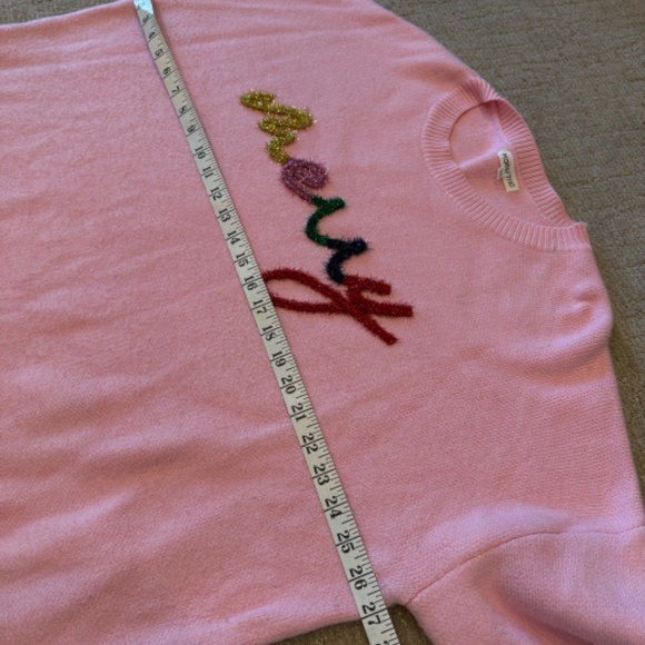 Main Strip "MERRY" tinsel pink holiday sweater - Picture 5 of 6
